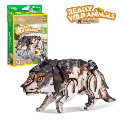 Cubic Fun - National Geographic Animale Salbatice Puzzle 3D Lup Cenusiu 58 piese foto