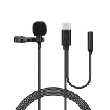 Cumpara ieftin Microfon tip lavaliera, cu fir, Type-C - Jack 3.5 mm, lungime cablu 1.5 m, negru