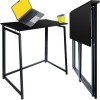 Birou pliabil pentru calculator Ruhhy, Stil Industrial Loft, cadru metalic, Negru, 80x75x40 cm