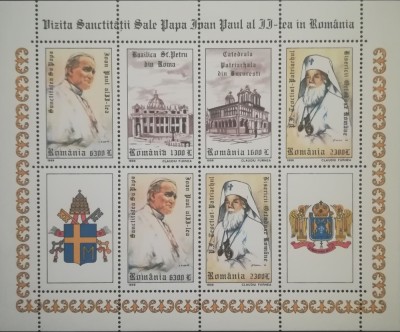 BC207, Romania 1999, bloc vizita Papei Ioan Paul al II-lea in Romania foto