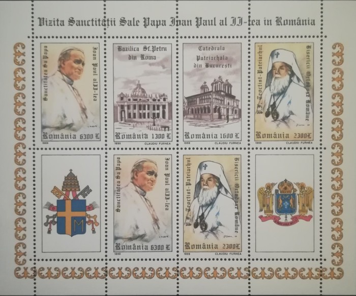 BC207, Romania 1999, bloc vizita Papei Ioan Paul al II-lea in Romania