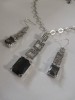 Set Bijuterii Inox Placat Aur Alb 18K &amp; Cristale Swarovski - Colier si Cercei Lux