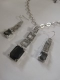 Set bijuterii -colier si cercei inox placat aur alb 18k si criatale swarovski