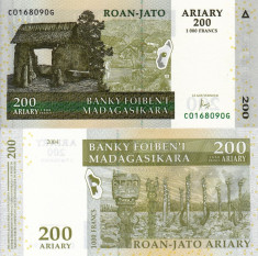 MADAGASCAR 200 ariary (1.000 francs) 2004 (2016) UNC!!! foto