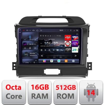 Navigatie Kia Sportage 2010- Edotec Kit-325 8 core QLED 2K 16+512 360 Android Waze USB Navigatie Internet Youtube Radio CarStore Technology