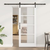 vidaXL Ușa Glisantă cu Set de Accesorii &#039;ORKDAL&#039;Alb Lemn Solid &amp; Sticlă