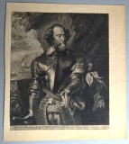 Paulus Pontius după Anthony van Dyck &ndash; &bdquo;Henricus Comes Vanden Berghe&rdquo;gravura veche cca. 1630&ndash;1658