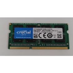 Memorie RAM Laptop, Crucial, 8GB, 2Rx8, DDR3L, PC3L-12800S, 1600MHz, 1.35V, CT102464BF160B.C16FPR, CL11, Non-ECC, SODIMM, 204 pini