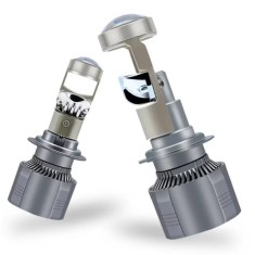 Set 2 Becuri LED H7 cu Lupa, BZRSH, 220W, 12V, 30000 Lm, 89 x 33 mm, fara eroare
