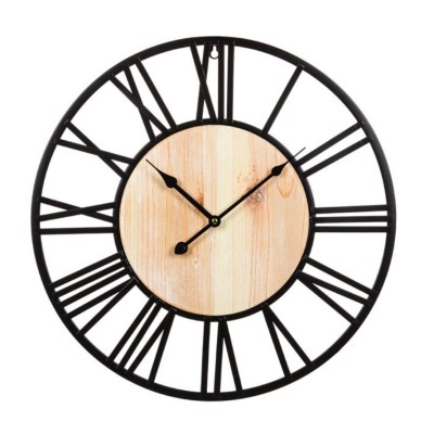 Ceas decorativ de perete Vintage Hour metalic, negru, 50 cm foto