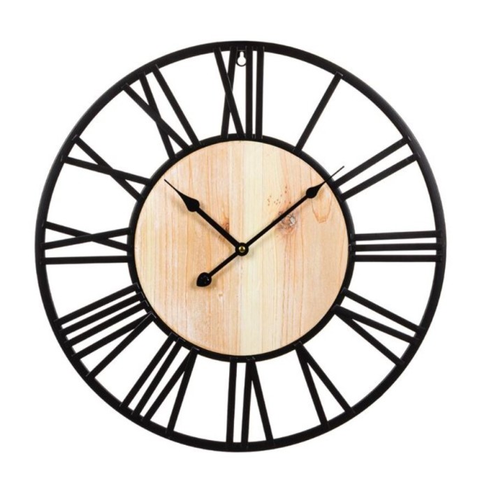 Ceas decorativ de perete Vintage Hour metalic, negru, 50 cm