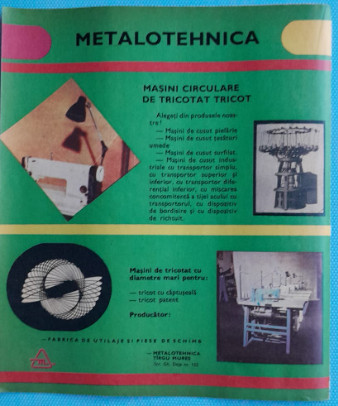 1974 Reclamă Intrepr METALOTEHNICA Targu MURES, comunism, epoca aur 24 x 20 cm