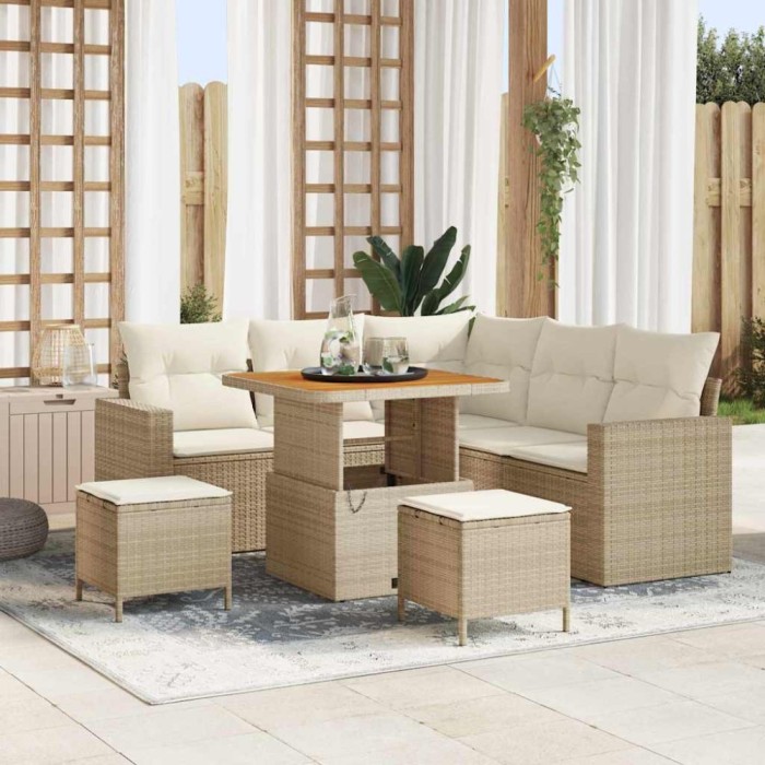vidaXL Set de canapele pentru grădină 8 pcs Bej poliratan