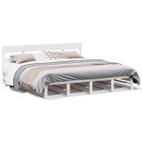 Cumpara ieftin Cadru de pat fara saltea, alb, 180x200 cm, lemn masiv pin