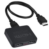 Splitter video HDMI 4K, Vaxiuja, 1x intrare 2x iesiri, 3840X2160P, 60HZ, Suportati HDCP/3D, alimentare microUSB 5V 1A, Negru
