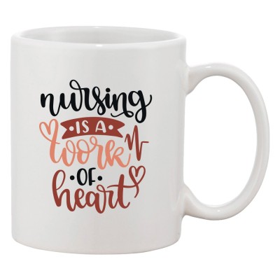 Cana alba personalizata &amp;#039;Nursing is a work of heart&amp;#039;, INOVATIX&amp;reg;. 330ml foto
