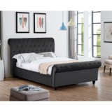 Pat Silver 180x200 cm Tapitat Catifea Dark Grey Somiera Inclusa (cod AF 3409)