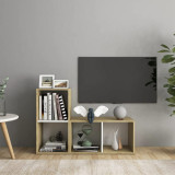 VidaXL Dulap TV 2 buc alb/stejar Sonoma 72x35x36,5 cm, lemn prelucrat