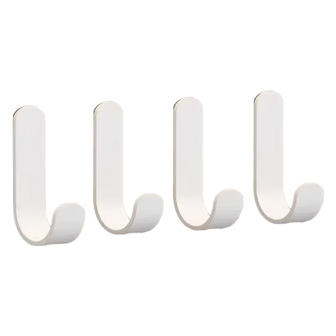 Set 10 carlige adezive Dongda, 7.5 x 2 x 3 cm, otel inoxidabil, alb
