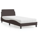 VidaXL Pat cu saltea, Dover, maro &icirc;nchis, 90x200 cm, textil 3208327