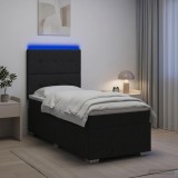Cumpara ieftin Pat cu arcuri LED si saltea Negru 80 x 200 cm Tesatura