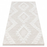 Covor ECO SISAL BOHO MOROC Caro 22312 franjuri - structural bej / cremă, covor reciclat, 117x170 cm