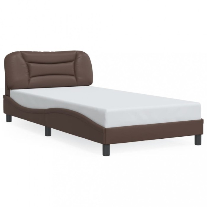 vidaXL Cadru de pat cu tăblie, maro, 100x200 cm, piele ecologică 3207983