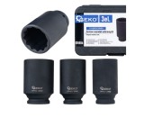 Set chei tubulare de impact in 12 puncte, 1/2" 30-36mm, Cr-Mo, 3 bucati, Geko G10506