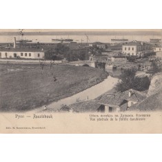 RUSE - VEDERE GENERALA SI VAPOARE PE DUNARE , CARTE POSTALA ILUSTRATA , MONOCROMA , CIRCULATA , DATATA 1911