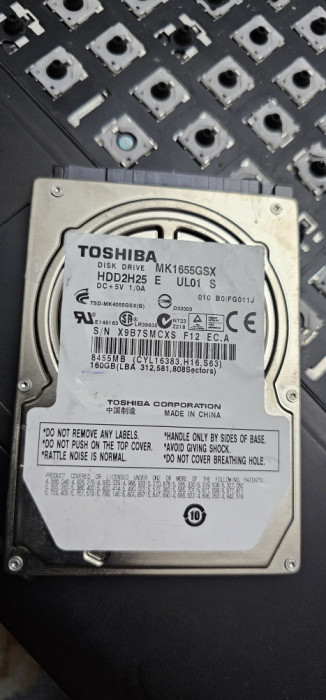 HARD TOSHIBA 160 GB /SATA / PENTRU LEPTOP /ARE 92 % VIATA !