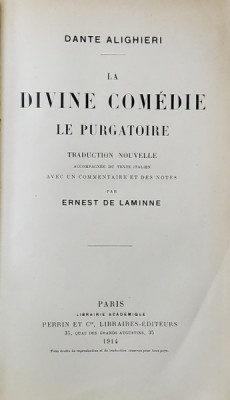 LA DIVINE COMEDIE - LE PURGATOIRE par DANTE ALIGHERI , 1914 foto