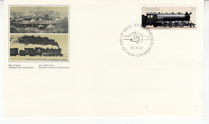 B16 - FDC - Canada - locomotive de epoca - 1985