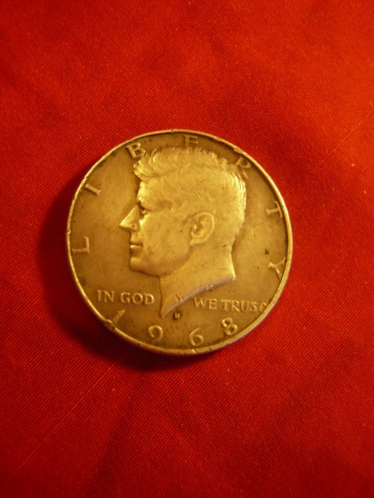 Moneda 1/2 $ 1968 SUA argint cal. F.Buna