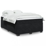 Cumpara ieftin Pat box spring cu saltea, negru, 160x200 cm, catifea