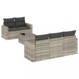 Cumpara ieftin Set canapele de gradina cu perne, 6 piese gri deschis poliratan