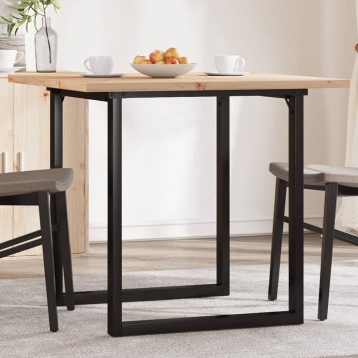 vidaXL Masă bucătărie, cadru O, 80x80x75,5 cm lemn masiv pin și Oţel