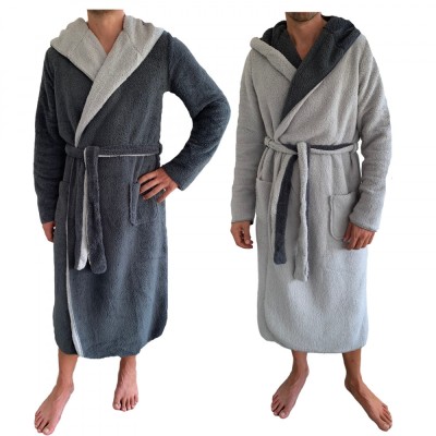 Halat de baie reversibil pentru barbati Jemidi, L, Gri / Albastru, Poliester, 55435.25.3 foto