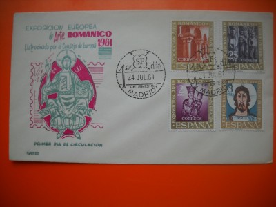 HOPCT PLIC FDC S NR 369 EXPOZITIA EUROPEANA ARTE ROMANICA 1961 -CONSILIUL EUROPEAN -SPANIA foto