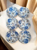 Set 6 boluri ceramice cu flori albastre