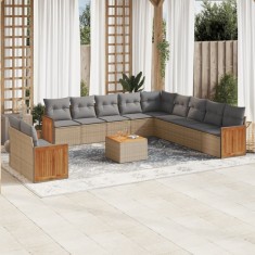 vidaXL Set canapele de grădină cu perne, 12 piese, bej, poliratan 3227816