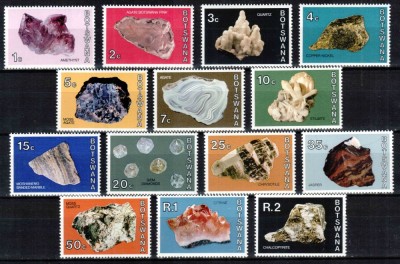Botswana 1974, Mi #114-127**, pietre pretioase si minerale, MNH. Cota 100,- &amp;euro;! foto