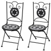 Gossi scaune bistro pliante, 2 buc., negru si alb, ceramica