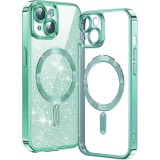 Husa premium iPhone 13 Techsuit Luxury Glitter MagSafe, verde deschis