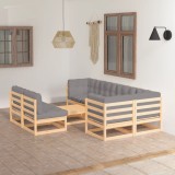 vidaXL Set mobilier de grădină cu perne, 8 piese, lemn masiv de pin 3076659