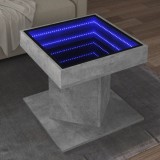 VidaXL Măsuță de cafea cu LED, gri beton, 50x50x45 cm, lemn prelucrat