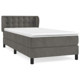 Cumpara ieftin Pat box spring cu saltea, gri inchis, 80x200 cm, catifea