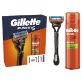 Set cadou Gillette Fusion: Aparat de ras + Gel de ras Fusion Ultra Sensitive, 200 ml