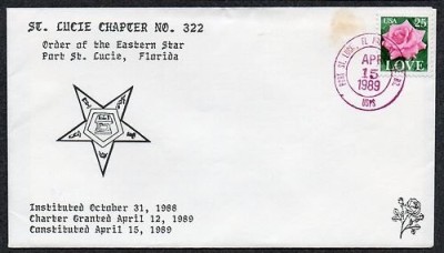 United States 1989 Masonic Cover - Eastern Star Port Lucie FL K.273 foto