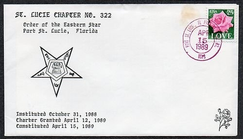 United States 1989 Masonic Cover - Eastern Star Port Lucie FL K.273