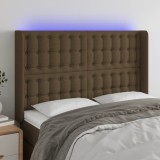 VidaXL Tăblie de pat cu LED, maro &icirc;nchis, 147x16x118/128 cm, textil